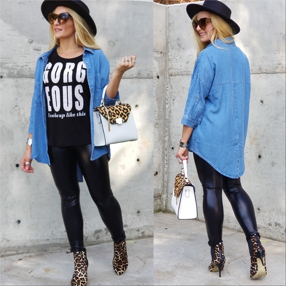 CASUAL GIRL Denim Button Down Top - Picture 3 of 3